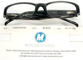 NEW MODERN OPTICAL TOMORROW BLACK EYEGLASSES GLASSES PLASTIC FRAME 51-17... - £11.10 GBP