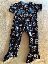 Joe Boxer Boys Navy Blue White Skull Cross Bones Fleece Long Sleeve Pajamas 2T - $6.37