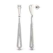 S925 Sterling Silver 0.33Ct Natural  Diamond  Dangle Earrings - £184.97 GBP