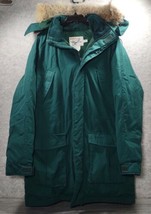 VINTAGE Cabelas Jacket Mens Tall Large Green Parka Goose Down Fur Hood Corduroy - £63.97 GBP