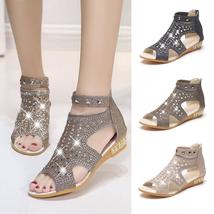 Spring Summer Ladies Women Wedge Sandals Fashion Fish Mouth Hollow Roma Shoes - £17.91 GBP