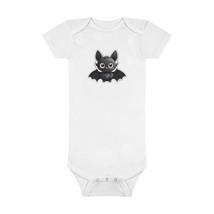 Cute Black Cartoon Bat Baby Short Sleeve Onesie® - 100% Cotton Rib - $22.66