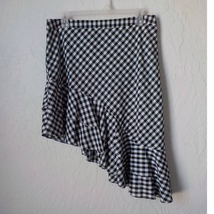 A New Day Asymmetrical Skirt Women 18 Black White Plaid Checker Ruffles Hem  - £13.48 GBP