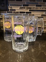 3 Vtg Glass Beer Stein Mugs La Los Angeles Lakers Champions Nba Jack In The Box - £32.48 GBP