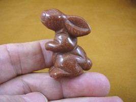 (Y-BUN-ST-561) little Orange BUNNY RABBIT baby HARE gemstone carving FIG... - $14.01