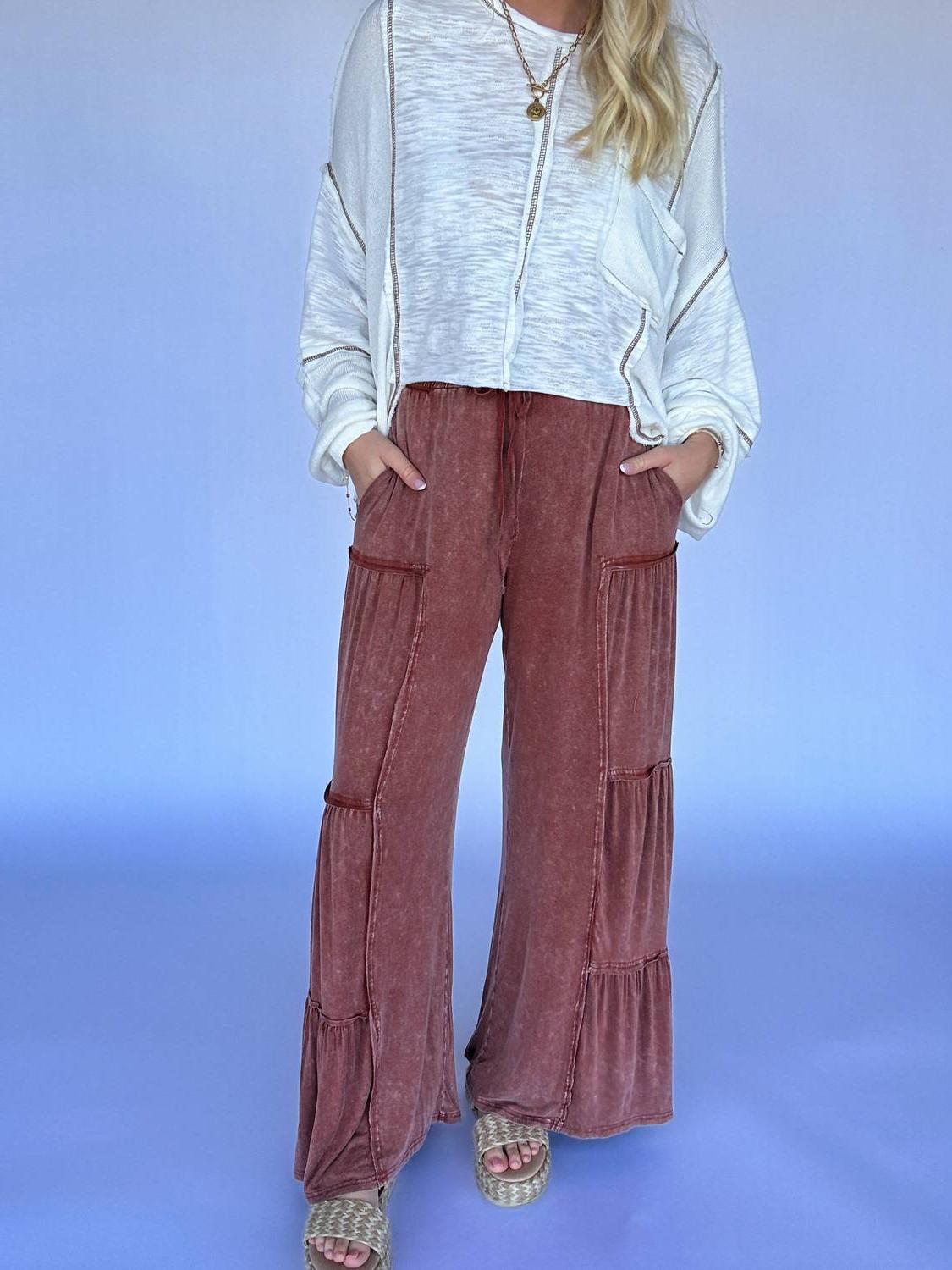 Mittoshop Wide Leg Tiered Pants Sienna - $38.00