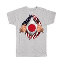 Japan : Gift T-Shirt Flag USA American Chest Japanese Expat Country - £20.03 GBP