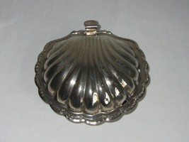 Seashell Shell Clam Butter Dish Hinged Silver Plate (?) Vtg Made in England - £23.29 GBP