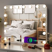 Large Hollywood Vanity Mirror W/ Lights, Bluetooth Player, USB Charging Port - £90.44 GBP