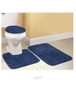 Ultra-Soft 3-Piece Bath Rug Set Medieval Royal Blue Carpet Bathroom - $28.49