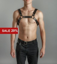 Leather Harness Men Gay Bdsm Black Chest Kinky Body Rave Plus Size Man F... - £65.82 GBP+