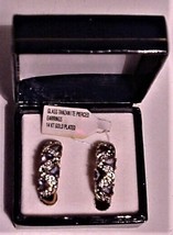 14K Gold Plated Glass Tanzanite Pierced Earrings NIB - $47.00