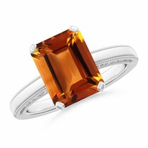 ANGARA 10x8mm Natural Citrine Solitaire Ring with Milgrain in Sterling Silver - £255.00 GBP+