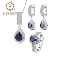 Classic Natural Blue Sapphire Gemstone Jewelry Set 925 Sterling Silver Pendant E - $179.19