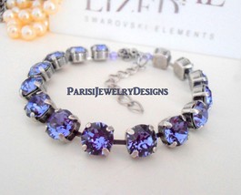 Swarovski Bracelet /Birthstone June Tanzanite Crystal / Tennis / Cupchain / Surg - $39.00