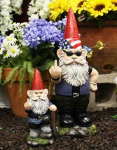Ebros Set of 2 Rude Gnomes Go Away Unwelcome Gnomes Flipping Double Bird... - £79.23 GBP