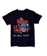 T-Shirt Large Route 66 Navy Blue Highway Graphic Tee Americana - $12.14 CAD