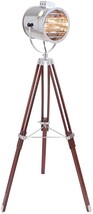 NauticalMart Classical Chrome Finish Wooden Tripod Floor Lamp Photography - £124.91 GBP