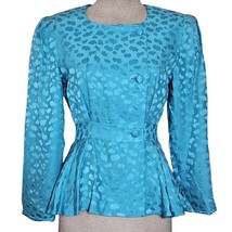 Vintage Blue Cinch Waist Silk Blouse Size 6 - £34.88 GBP