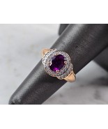Womens Vintage Estate 14K Rose Gold Amethyst Diamond Ring 4.5g E3639 - €684,64 EUR