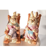 Vintage Easter Ma &amp; Pa Grandma &amp; Grandpa Rabbits in Rocking Chairs Figur... - £13.33 GBP