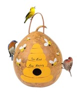 BEEHIVE &quot;BEE KIND BEE HAPPY&quot; BIRDHOUSE - Amish Hand Painted Gourd - $1,012.15 MXN