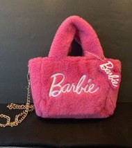 NEW RARE Skinnydip x Barbie logo graphic Furry Crossbody Bag - $65.17