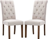 Colamy Tufted Dining Chairs Set Of 2, Upholstered Parsons Dining, Dark B... - $168.92