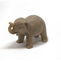 Chinese Hand Carved Soapstone  Elephant Trunk Up Figurine Mid-Century NO... - $13.86