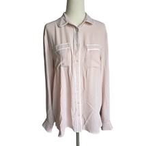 Ann Taylor Loft Blouse Top Shirt Womens Medium Pink Lightweight Button Down - £15.75 GBP