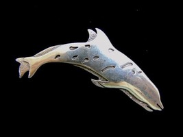 Womens Vintage Estate .925 Sterling Silver Dolphin Brooch 13.4g E1531 - £43.51 GBP