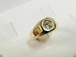 Vintage 14K Yellow Gold Over Men&#39;s 0.80CT Round Cut CZ Diamond Solitaire Ring - £90.47 GBP