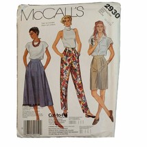 1987 McCalls 2930 Sewing Pattern Misses Skirt Pants Shorts Size 10-12-14... - $7.97
