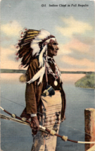 Postcard Indian Chief In Full Regalia Indigenous People North Country - $12.73