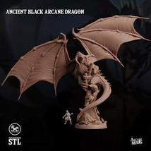 3D Printed Sordane Publishing Anicent Black Arcane Dragon 28 32mm D&amp;D - $4,086.44 MXN+