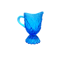 Kanawha Blue Pressed Glass Miniature Pitcher Toothpick Holder Decorative... - $19.30