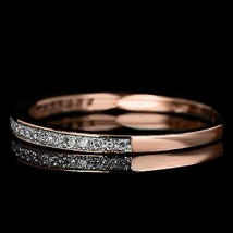14K Rose Gold Plated Moissanite Half Eternity Wedding Anniversary Milgrain Band - £99.64 GBP