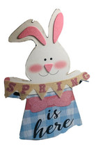 Wall Sign Glittery Colorful Hanging Bunny Decor-Spring Is Here. ShipN24H... - $13.37