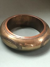 Estate Large Chunky Tricolor Metal w Ovals MODERNIST Bangle Bracelet – 2.5 inche - £10.46 GBP