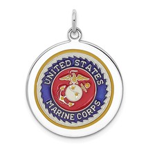 Sterling Silver U.S. Marine Corps Round Charm Jewerly 28.5mm x 22.6mm - £40.82 GBP