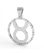 Taurus Zodiac Sign Diamond Bezel Pendant In Solid 14K White Gold - £235.07 GBP