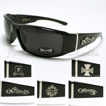 Choppers Men&#39;s Sunglasses With Logos Biker Motorcycl Fashion Shades Black - £6.92 GBP+