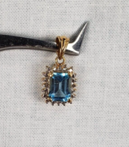 Vintage 14k Gold Vermeil Sterling 1.5 Ct Swiss Blue Topaz Ross Simons Pendant - £155.28 GBP