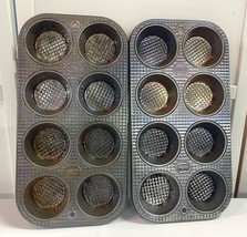 Set of 2 Vintage Ovenex X80 Muffin Pans Waffle Pattern - $35.99