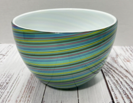 Italian Venetian Blown Murano MCM Glass Bowl Green Rainbow Cenedese 1970&#39;s READ - £703.43 GBP