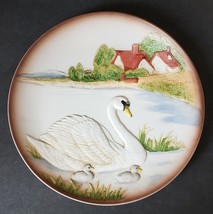 Vintage 3D Swan Decorative Hand Painted Porcelain Plate - $14.37