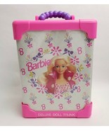 Vintage Barbie Deluxe Doll Trunk 6 Hangers 1 Drawer Pink Multi-Color Mat... - £31.11 GBP