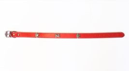 Dog Collar Rolled Around Soft Leather Red Paw Pet Puppy Strap Durable #MCK11 - $18.99