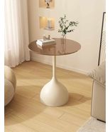 Modern Glass Side Table  Luxury Thickened Tempered Glass Small Round Ta... - $3,656.67 MXN