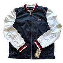 $100 Levi’s Retro Varsity Bomber Jacket Medium Colorblock Stripe Trim Bl... - $772.66 MXN